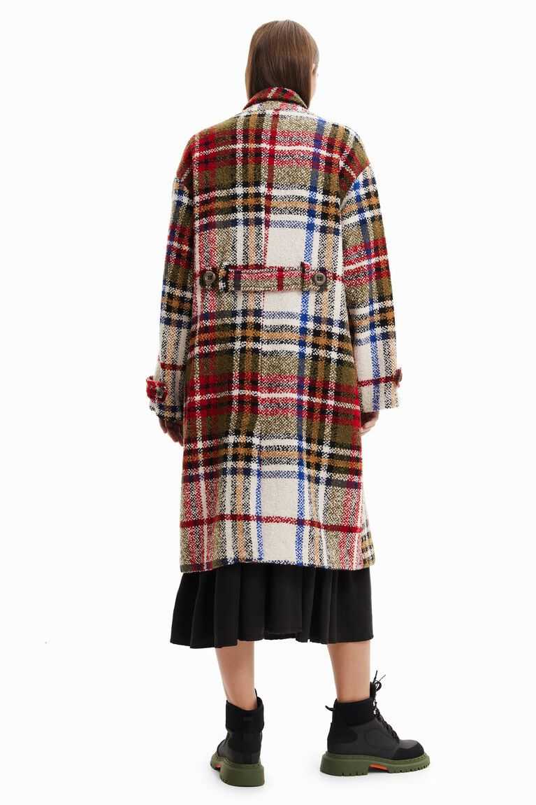 Desigual Long tartan wool Ceket Kadın | 071856-QUY