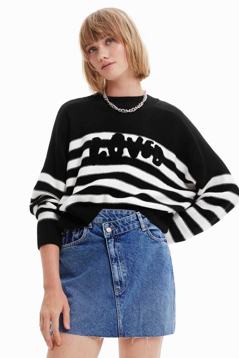 Desigual Loose-fit striped jumper Kazak Kadın | 048516-QPD