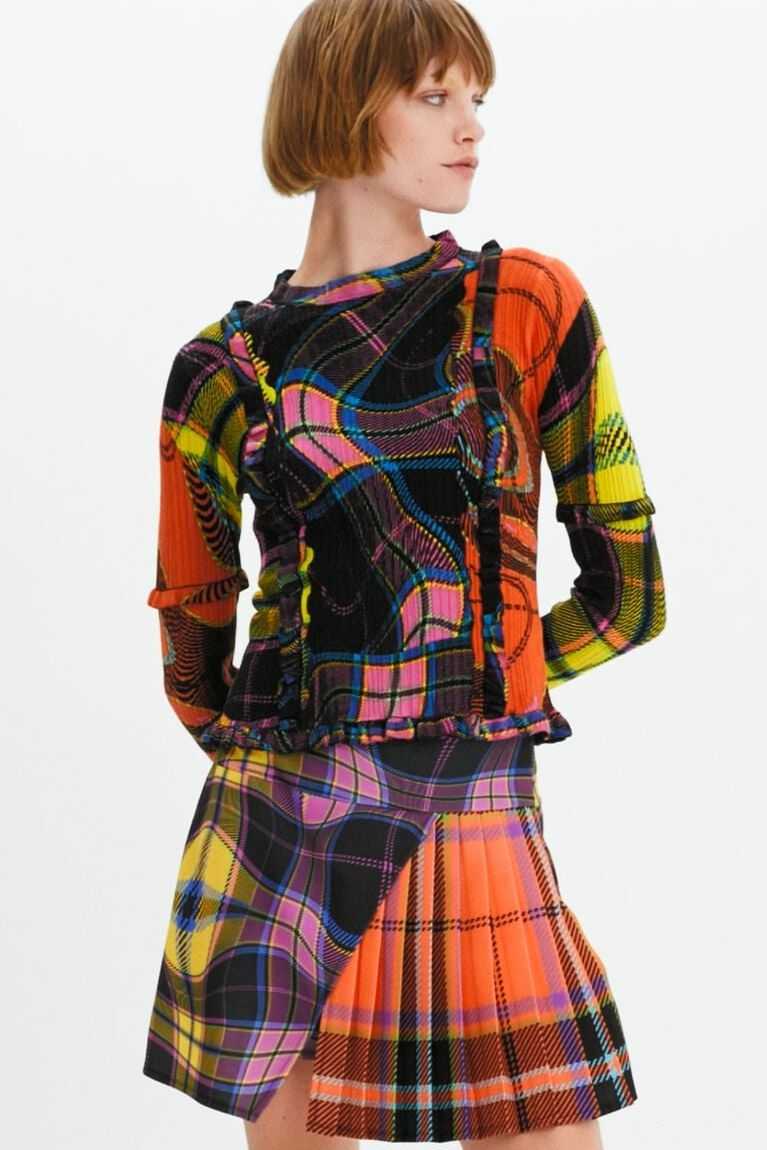 Desigual Maria Escote criss-cross plaid mini Etek Kadın | 167945-EFL