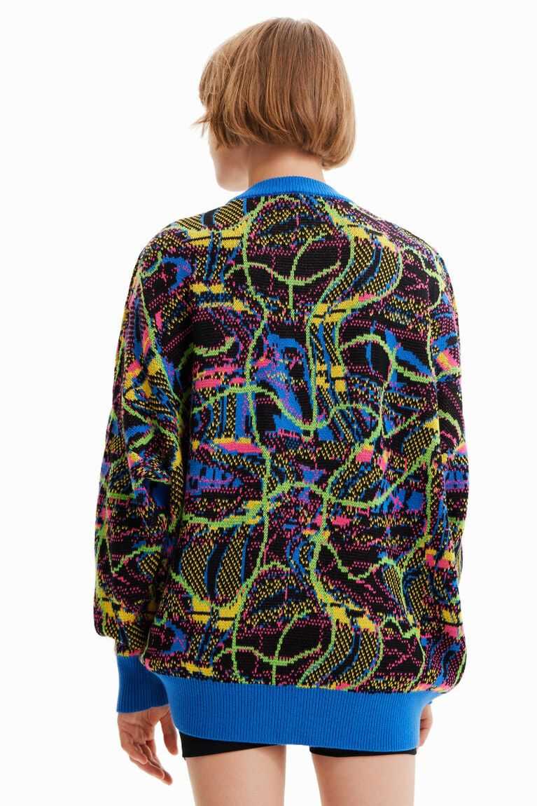 Desigual Maria Escote oversize jacquard pullover Kazak Kadın | 129583-QVT