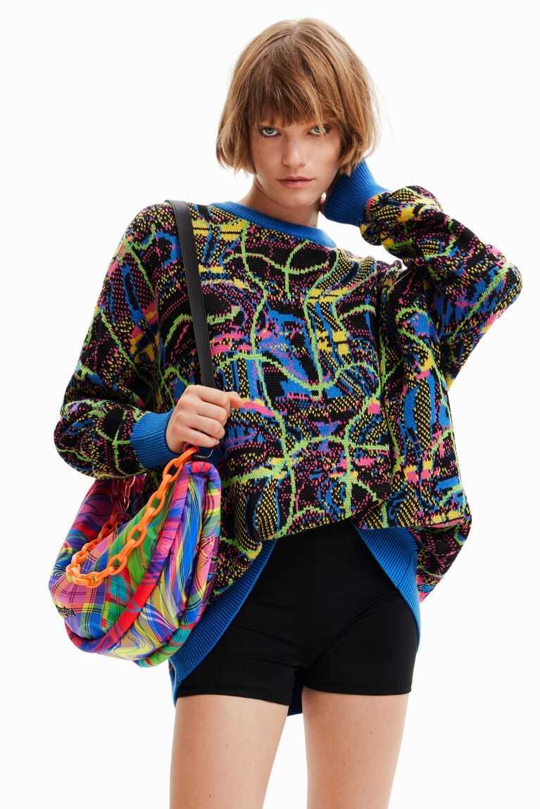 Desigual Maria Escote oversize jacquard pullover Kazak Kadın | 129583-QVT