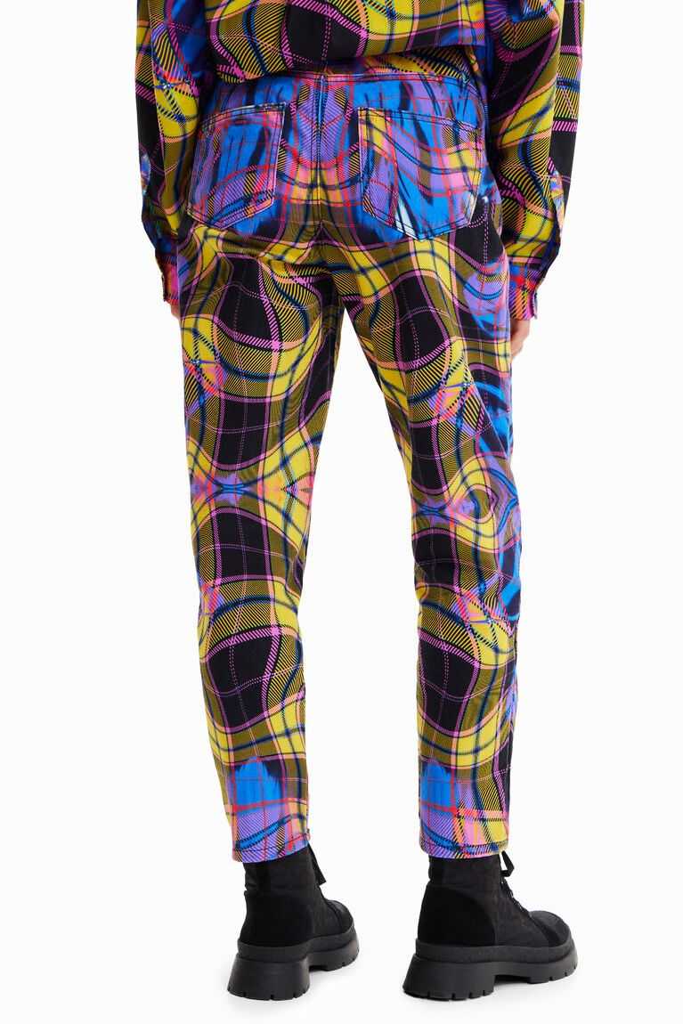 Desigual Maria Escote plaid mom trousers Kot Pantolon Kadın | 640893-YTS