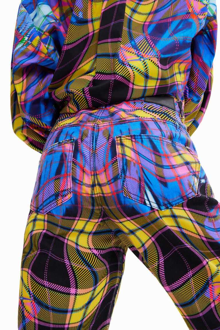 Desigual Maria Escote plaid mom trousers Kot Pantolon Kadın | 640893-YTS