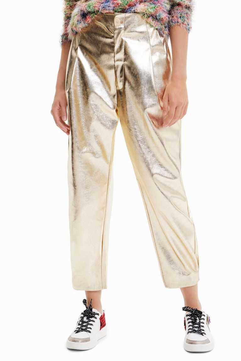 Desigual Metallic-effect slouchy trousers Tayt Kadın | 493612-BRX