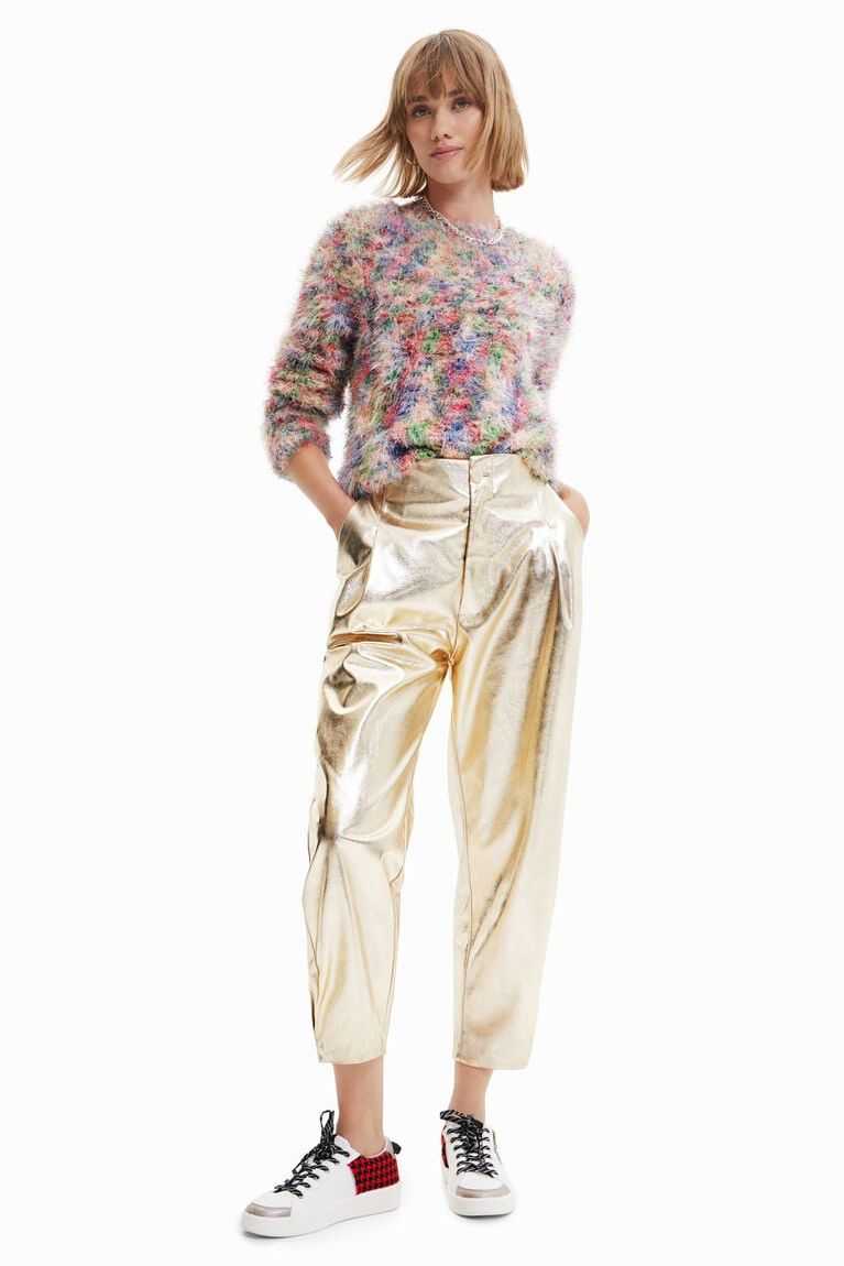 Desigual Metallic-effect slouchy trousers Tayt Kadın | 493612-BRX