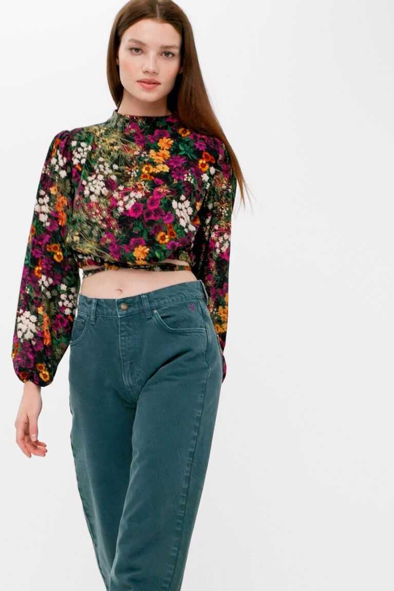 Desigual Multi-position cropped floral blouse Üstler Kadın | 016248-TBV