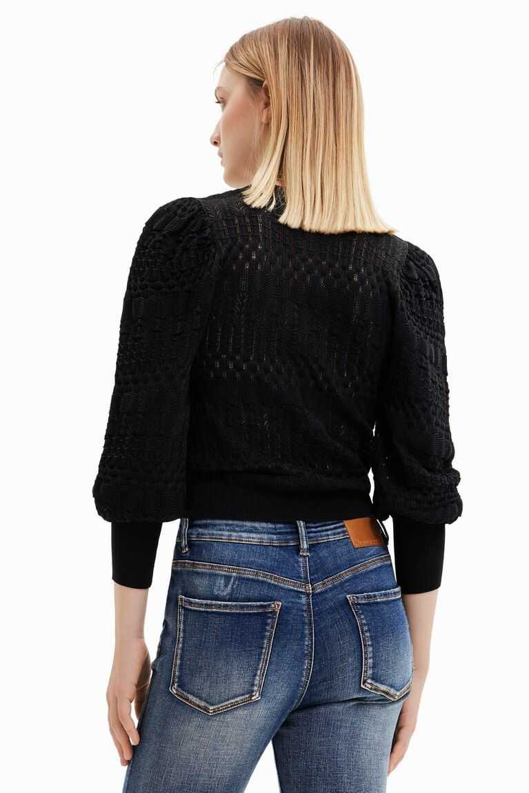 Desigual Openwork jumper with balloon sleeves Kazak Kadın | 347901-XQF