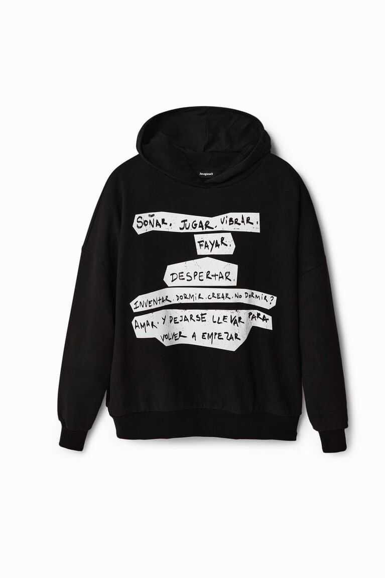 Desigual Oversize Manifesto text hoodie Tişörtü Kadın | 547129-MZU