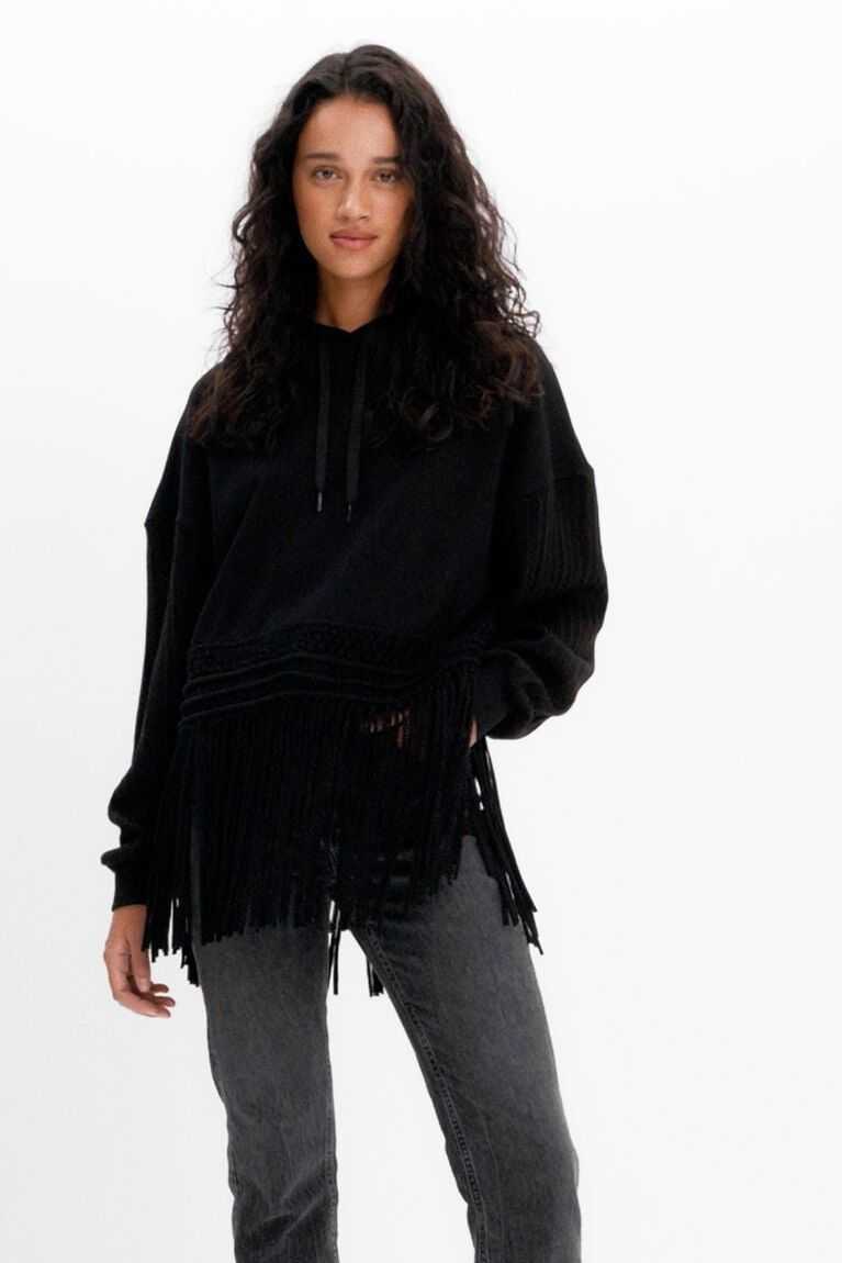 Desigual Oversize fringe hoodie Kazak Kadın | 560871-ISE