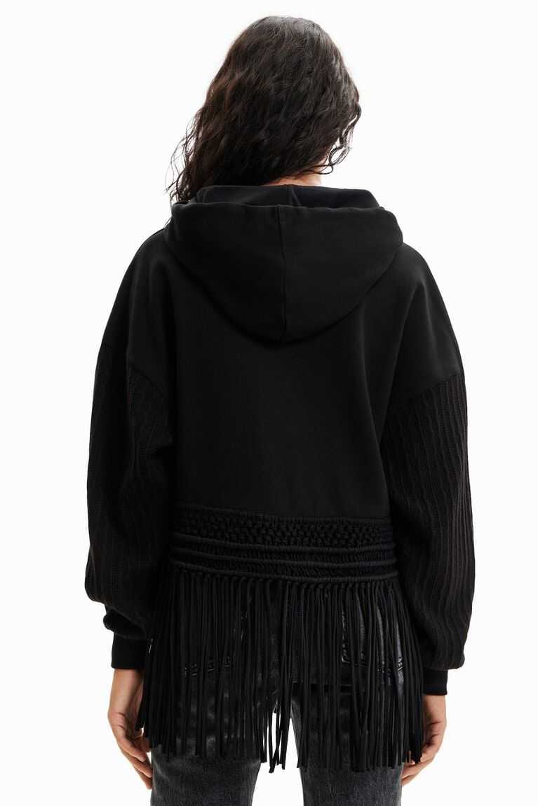 Desigual Oversize fringe hoodie Kazak Kadın | 560871-ISE