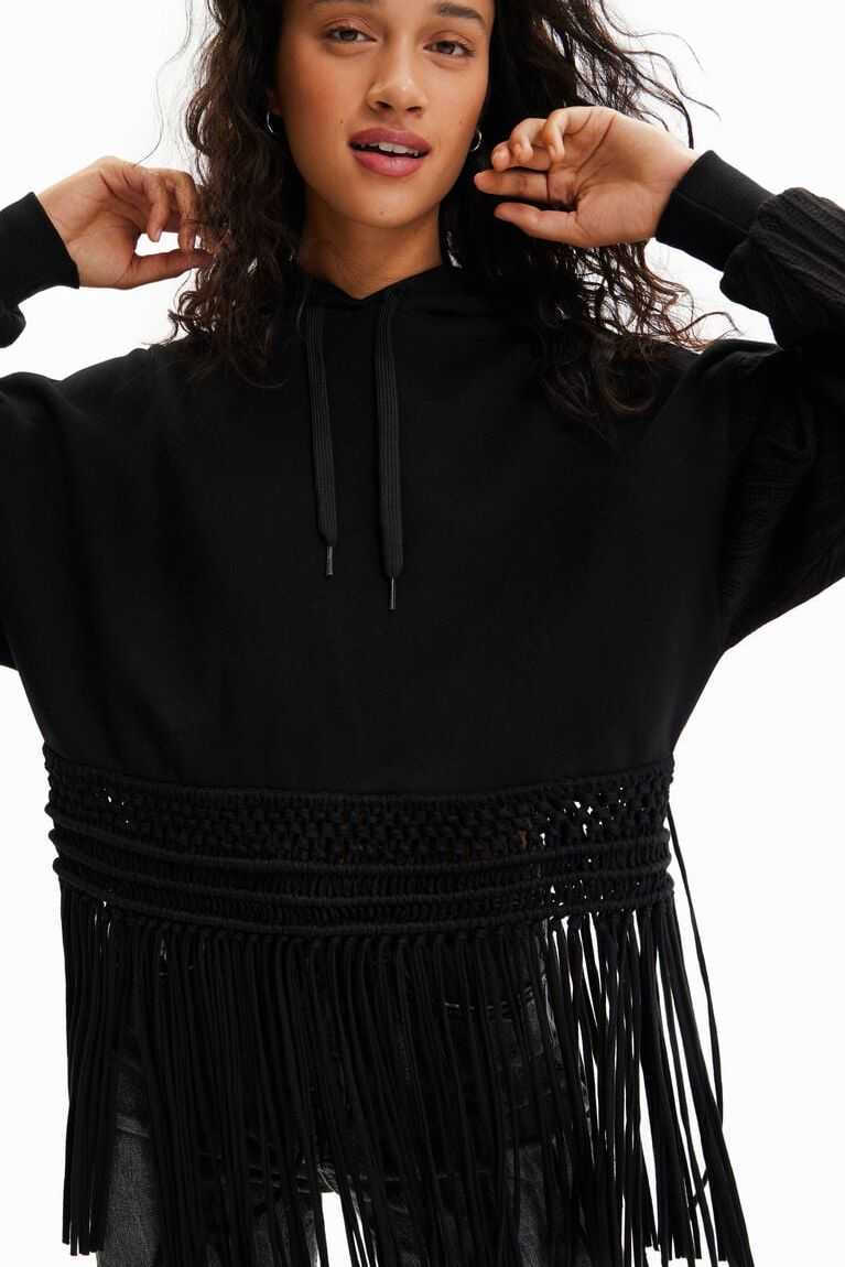 Desigual Oversize fringe hoodie Kazak Kadın | 560871-ISE