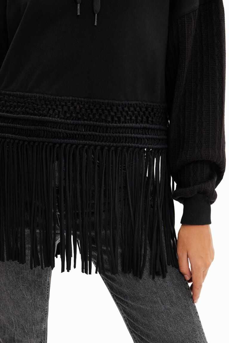 Desigual Oversize fringe hoodie Kazak Kadın | 560871-ISE