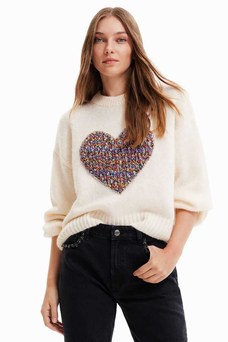 Desigual Oversize heart pullover Kazak Kadın | 213580-WKH