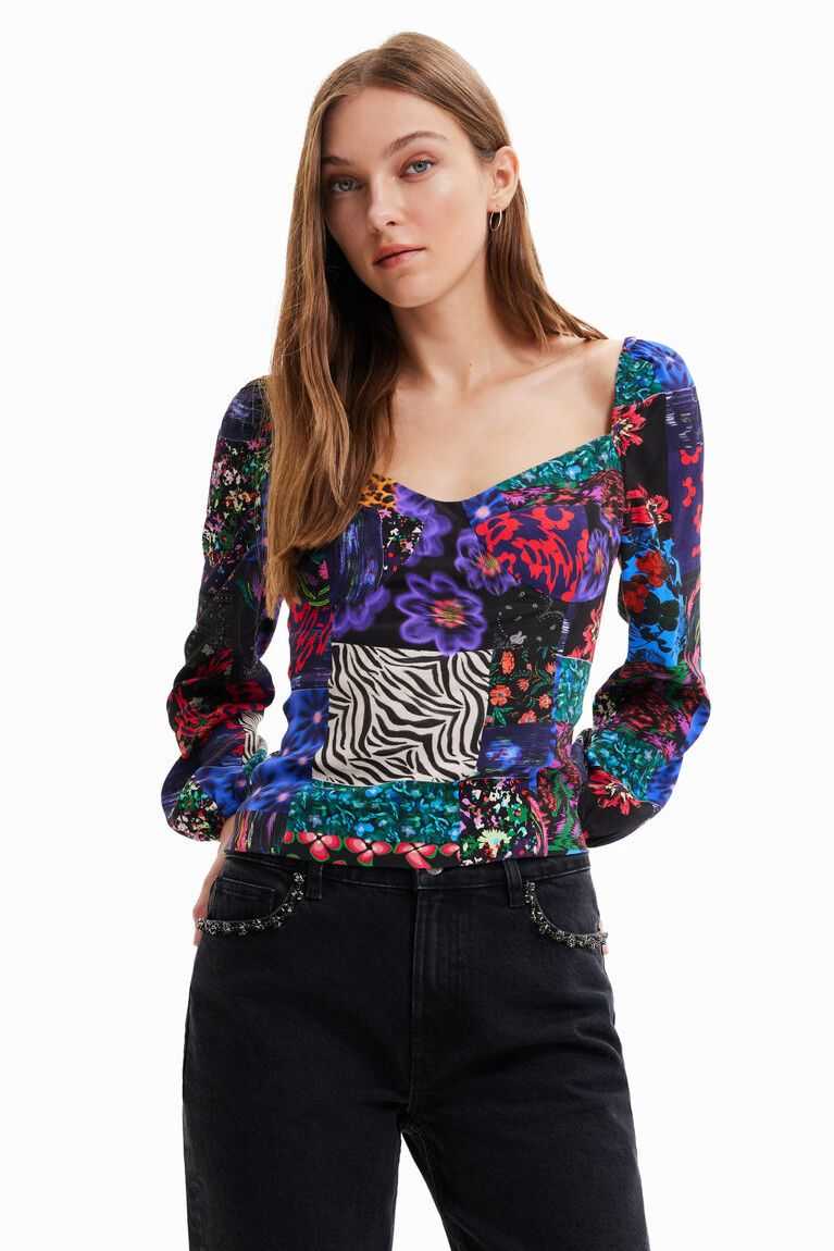 Desigual Patchwork corset blouse Üstler Kadın | 512973-ZQN