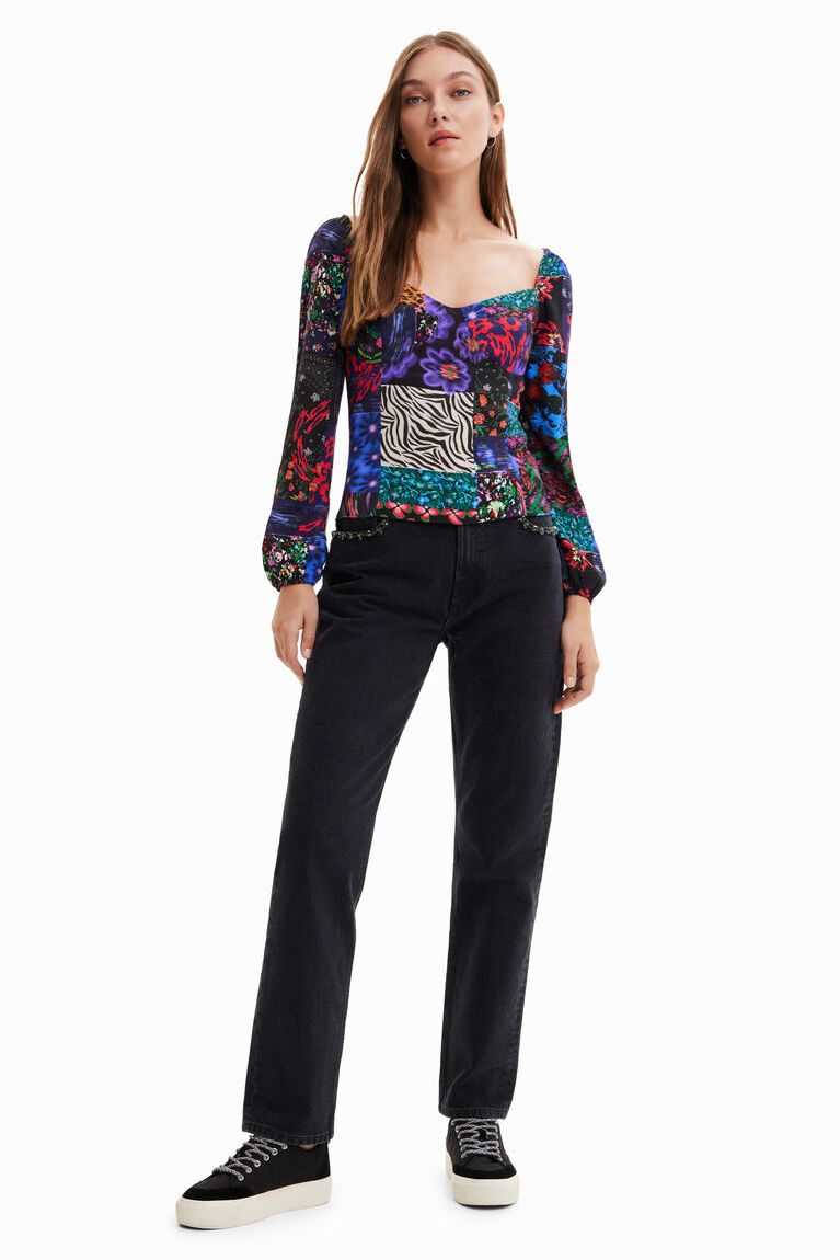 Desigual Patchwork corset blouse Üstler Kadın | 512973-ZQN