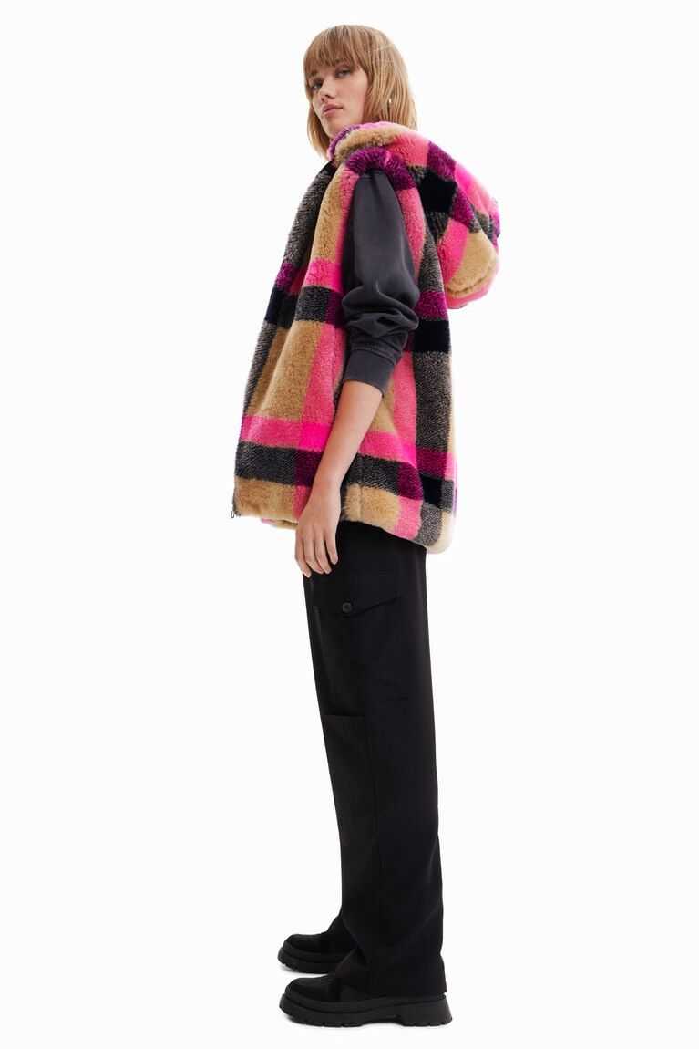 Desigual Plaid fur-effect gilet Ceket Kadın | 214659-WNO