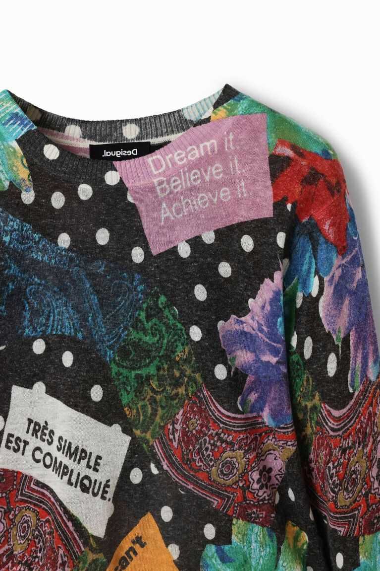 Desigual Polka dot and paisley jumper Kazak Kadın | 350821-TOE