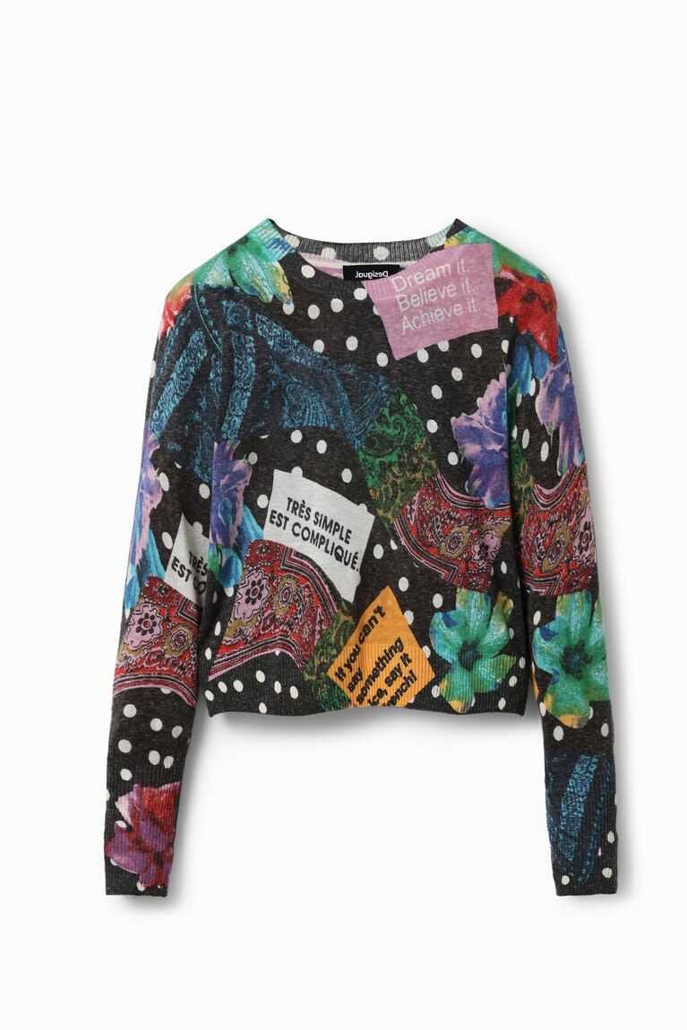 Desigual Polka dot and paisley jumper Kazak Kadın | 350821-TOE