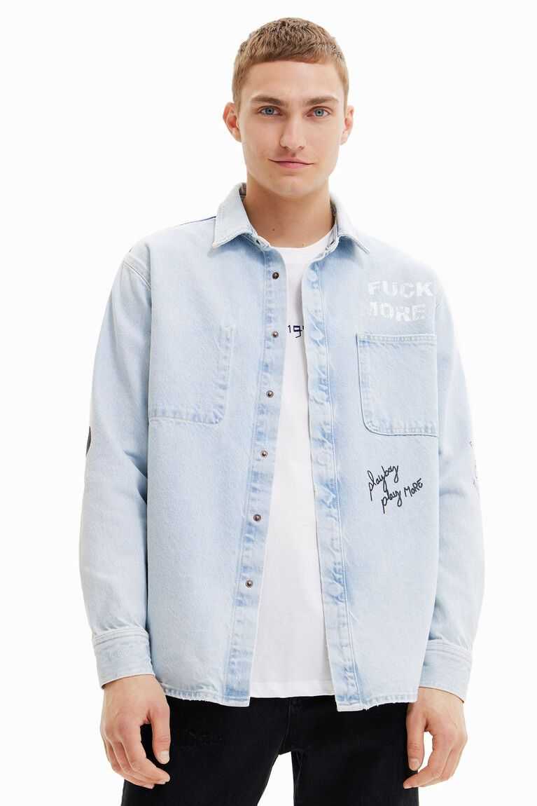 Desigual Printed denim overshirt Gömlek Erkek | 358107-ONI