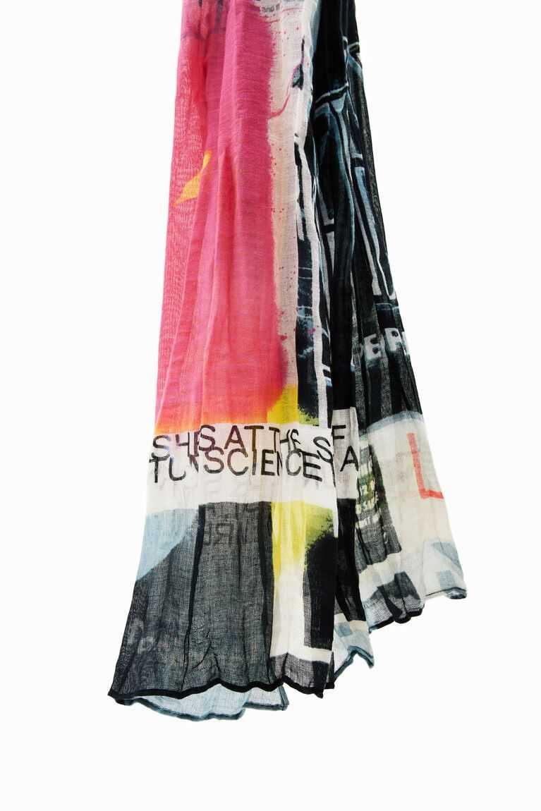 Desigual Rectangular crinkled newspaper foulard Fular Kadın | 312685-VLZ