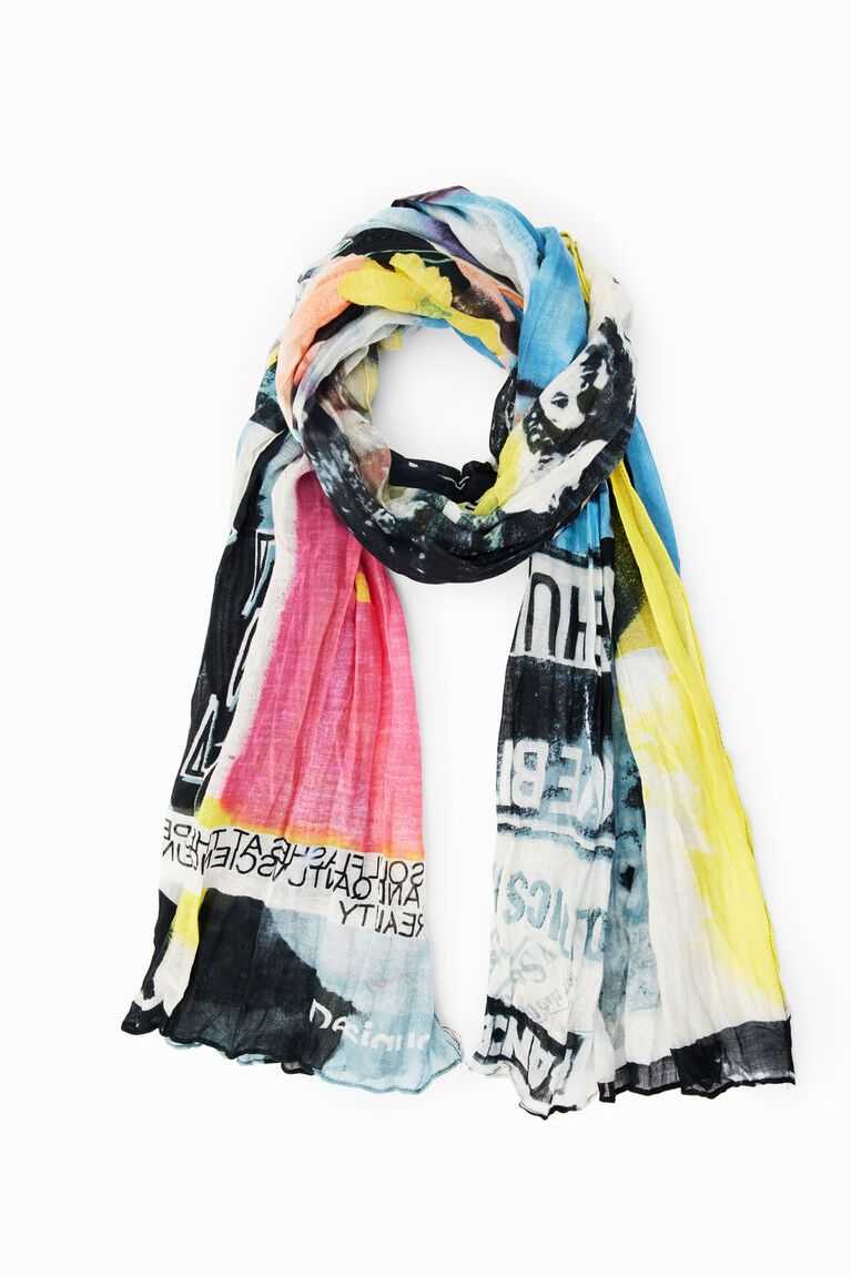 Desigual Rectangular crinkled newspaper foulard Fular Kadın | 312685-VLZ