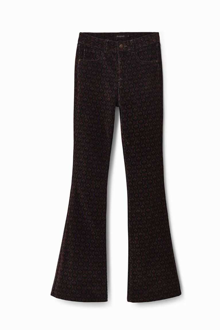 Desigual Retro print corduroy trousers Kot Pantolon Kadın | 968053-HCZ