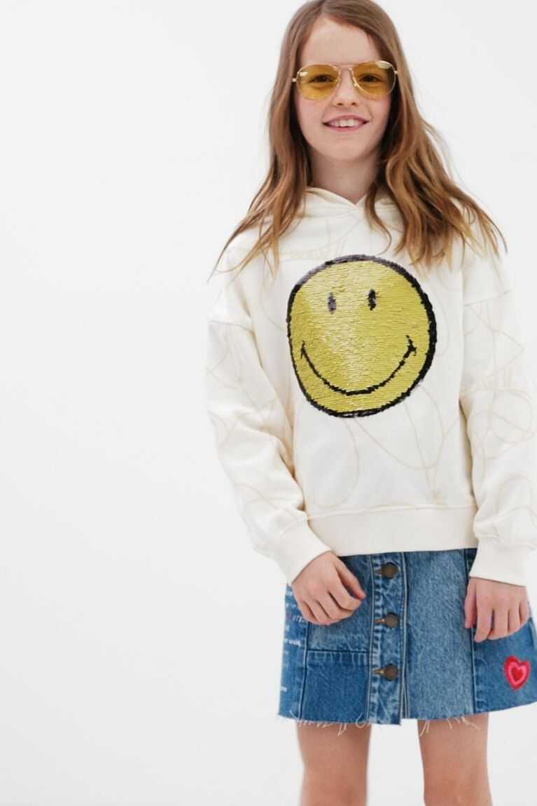 Desigual Reversible sequin Smiley hoodie Tişörtü Kiz Çocuk | 465923-BEL