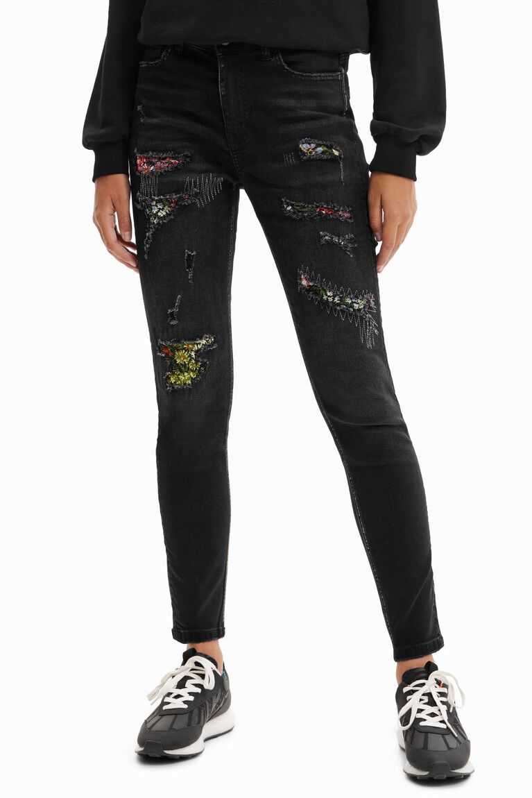 Desigual Ripped skinny Kot Pantolon Kadın | 124096-MXR