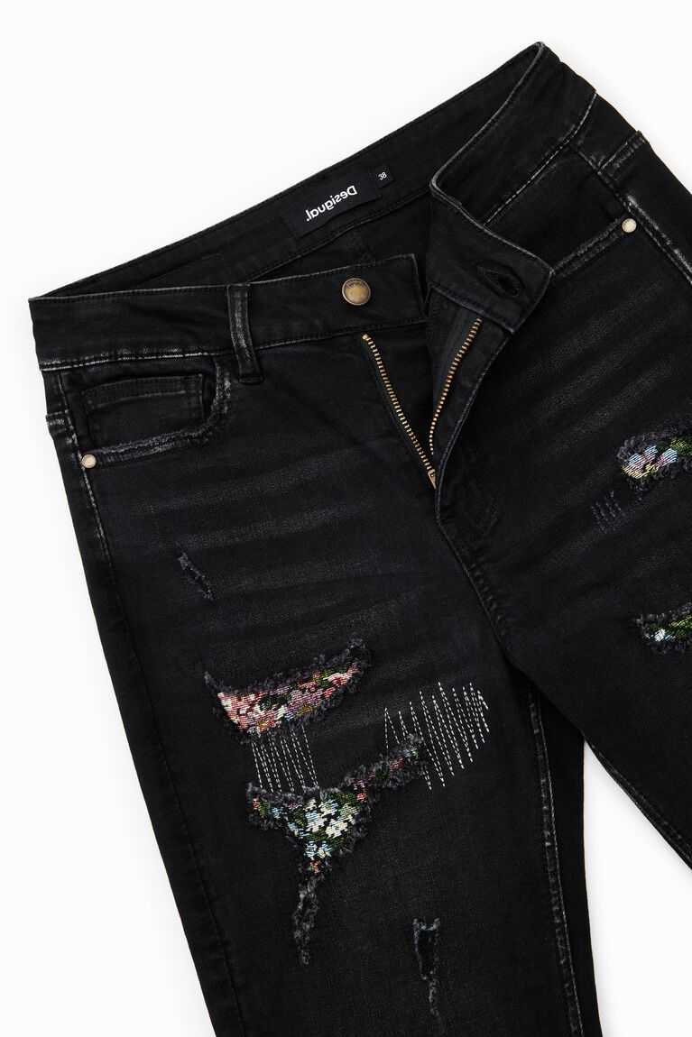 Desigual Ripped skinny Kot Pantolon Kadın | 124096-MXR