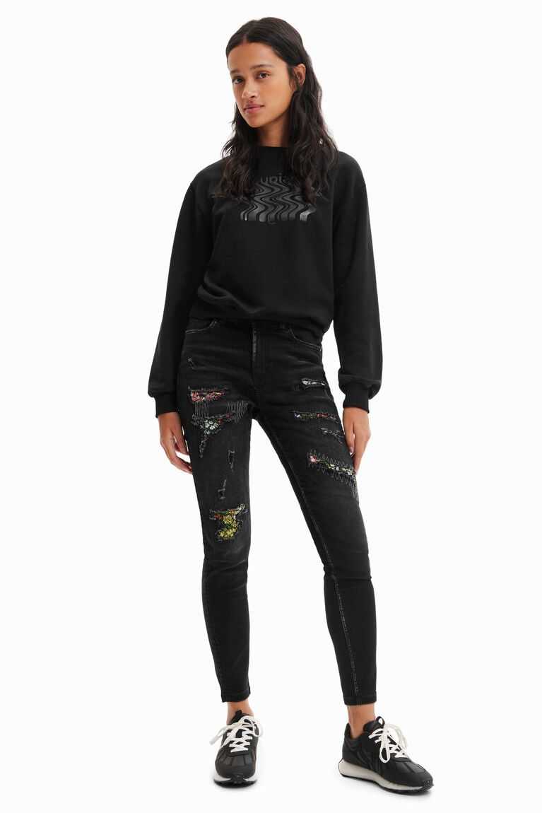 Desigual Ripped skinny Kot Pantolon Kadın | 124096-MXR