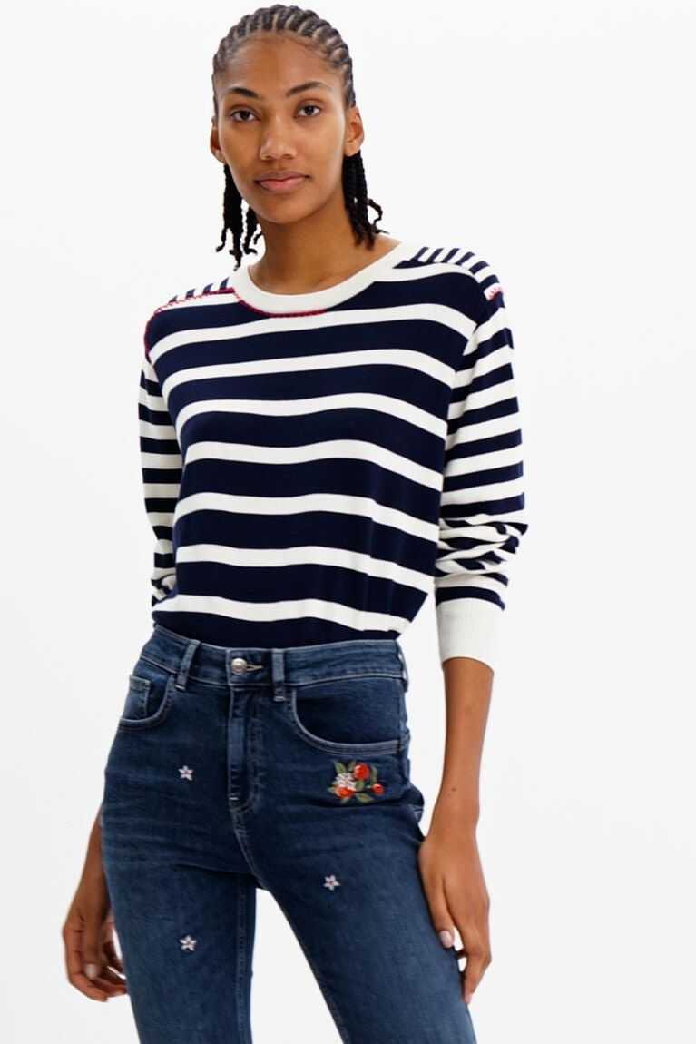 Desigual Sailor stripes pullover Kazak Kadın | 964053-NGD