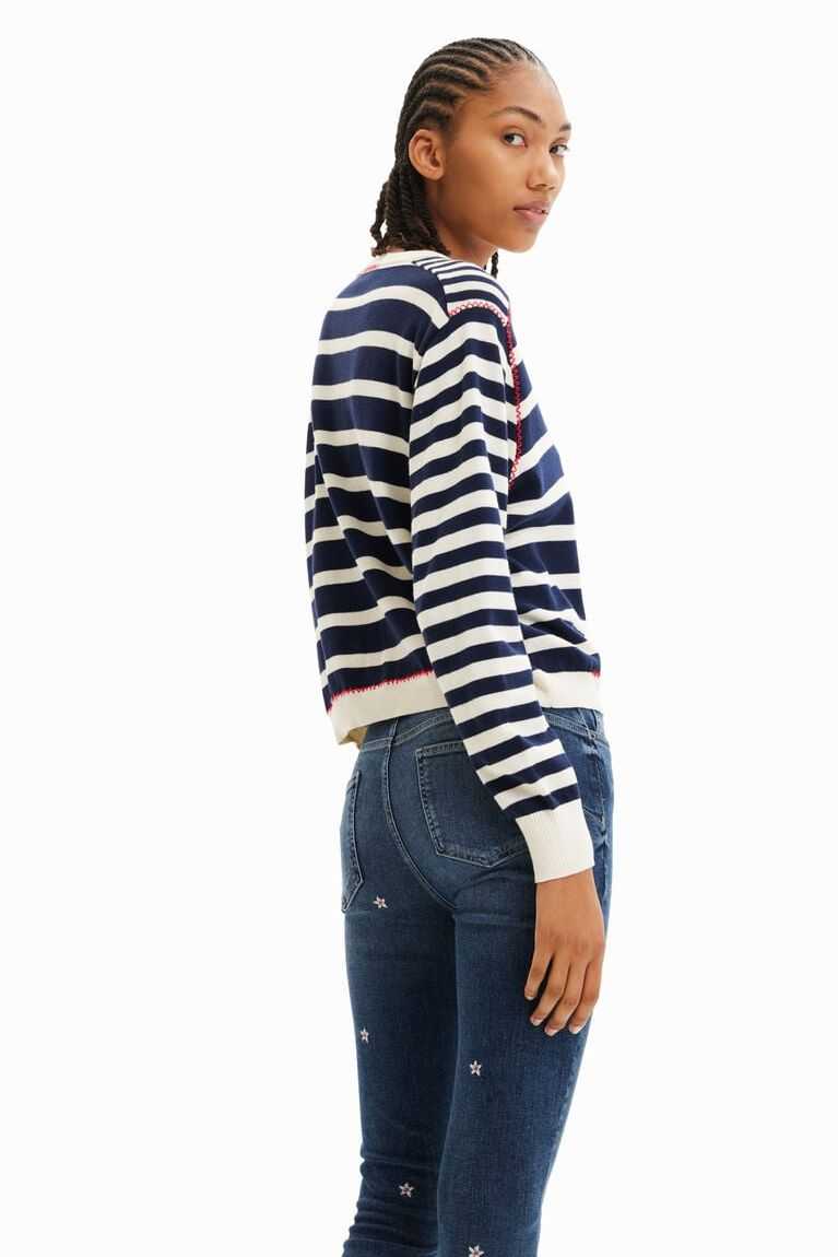 Desigual Sailor stripes pullover Kazak Kadın | 964053-NGD