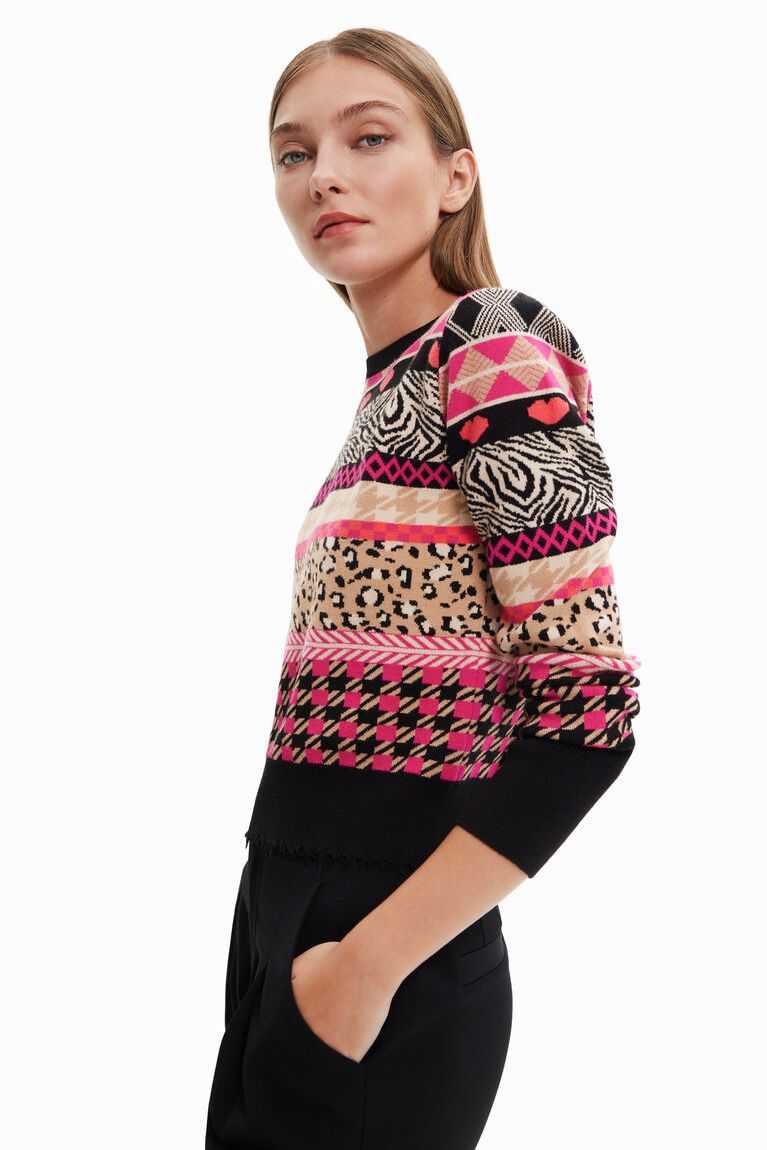 Desigual Slim border pullover Kazak Kadın | 763294-YMS