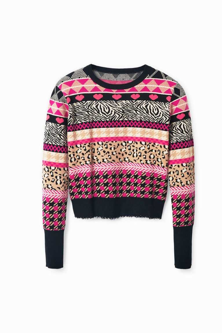 Desigual Slim border pullover Kazak Kadın | 763294-YMS