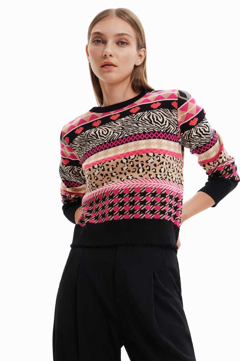 Desigual Slim border pullover Kazak Kadın | 763294-YMS