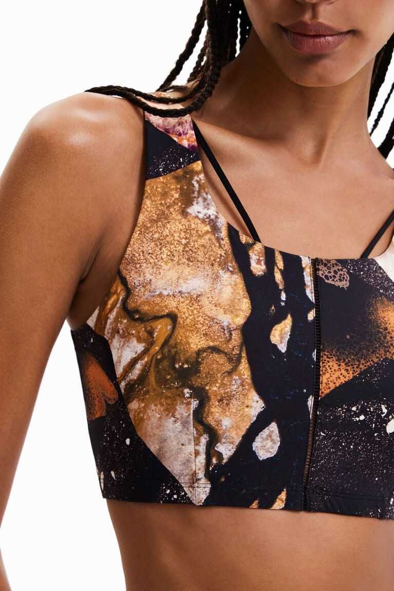 Desigual Spor top with digital print Tişörtü Kadın | 361587-BKA