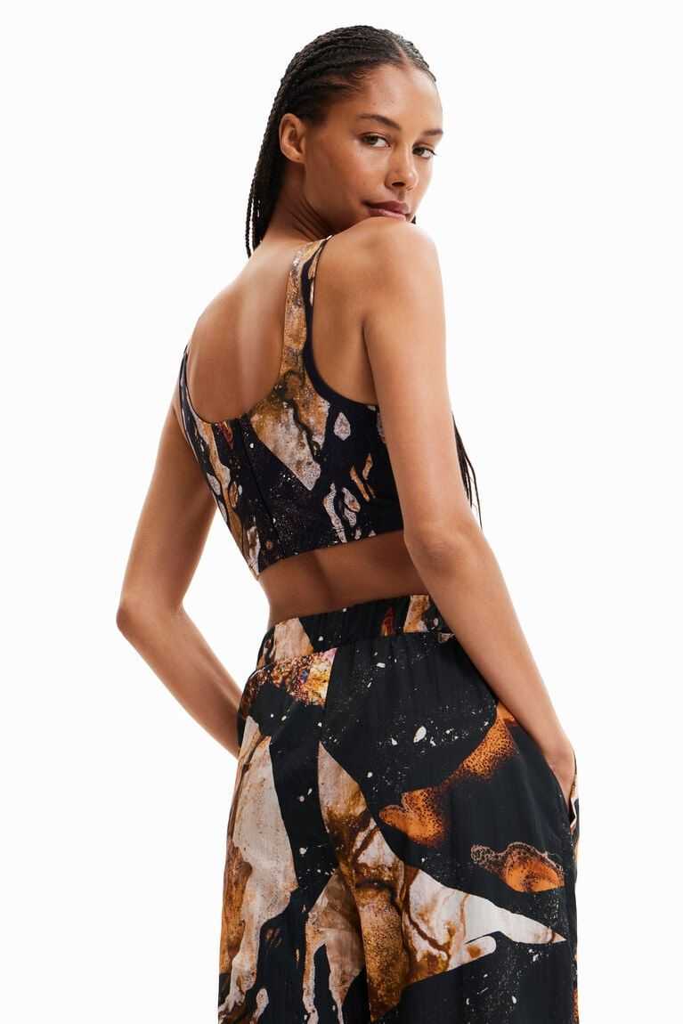 Desigual Spor top with digital print Tişörtü Kadın | 361587-BKA