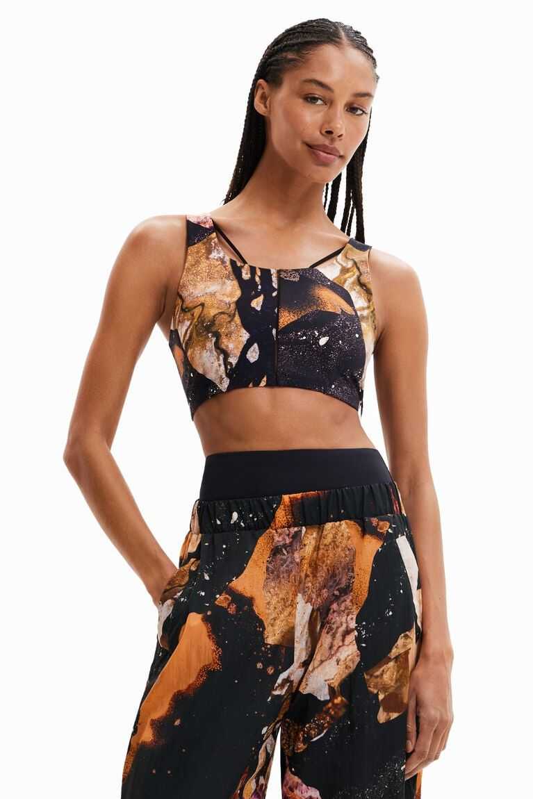 Desigual Spor top with digital print Tişörtü Kadın | 361587-BKA