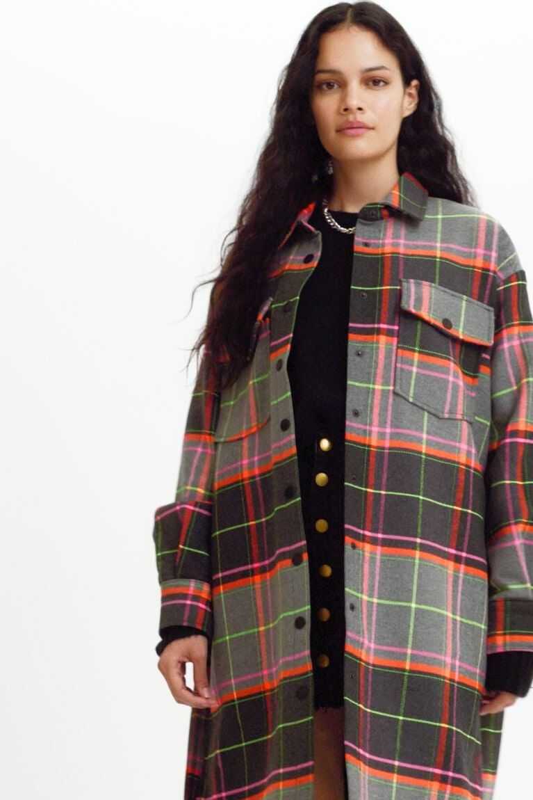 Desigual Tartan overshirt Ceket Kadın | 741983-ERG