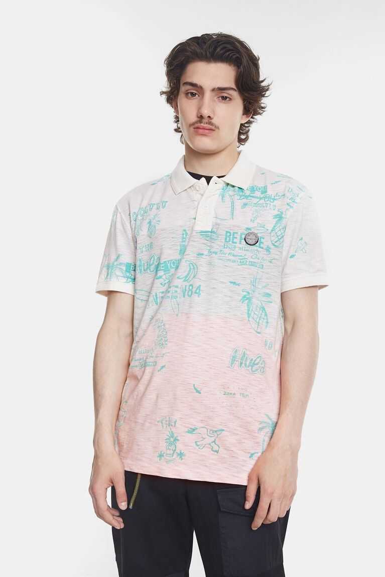 Desigual Tricolour Hawaiian-inspired Polo Gömlek Erkek | 573192-SUD