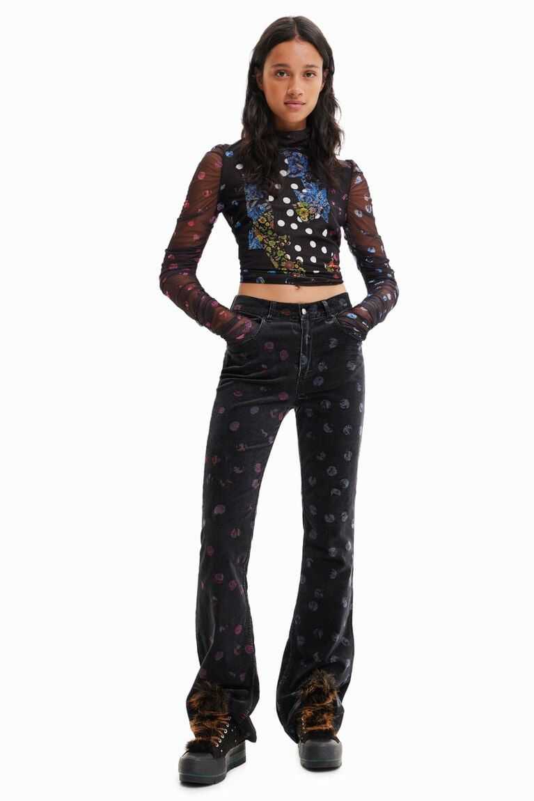 Desigual Tulle patchwork with polka dots and flowers Tişört Kadın | 724358-KHG