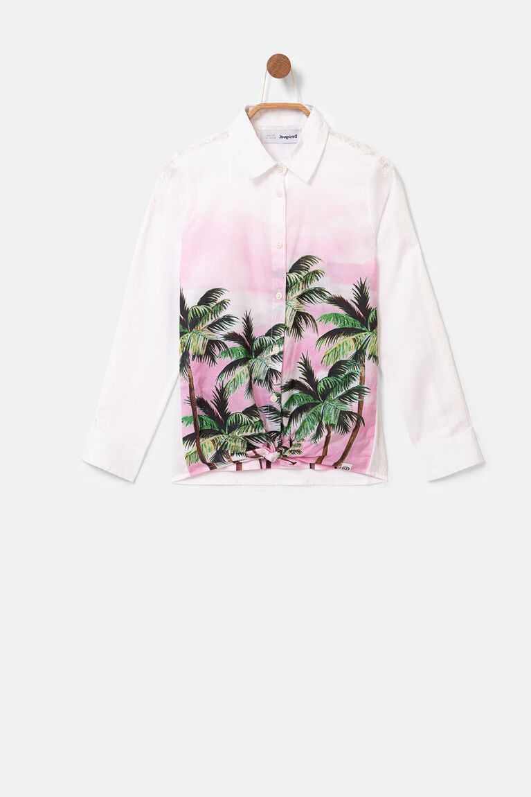 Desigual White shirt palm trees Tişört Kiz Çocuk | 719308-QCE