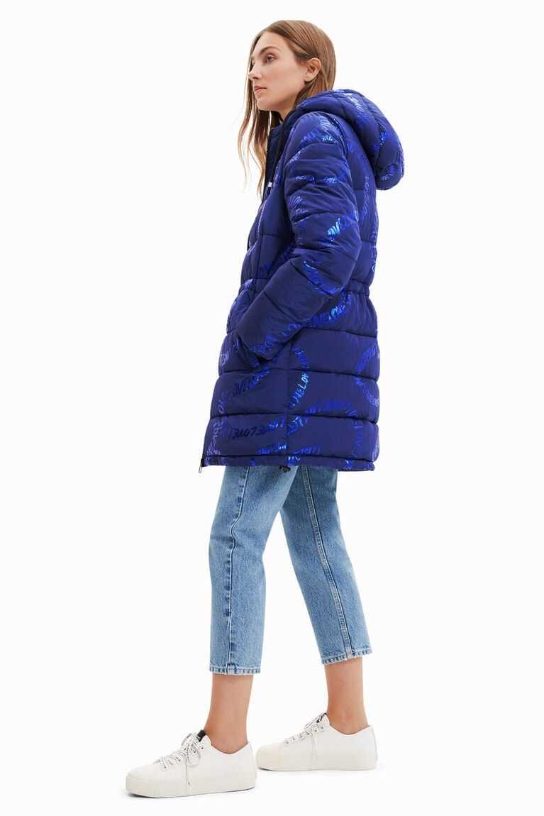 Desigual Yastıklı long coat with text Puffer Ceket Kadın | 235867-MGB