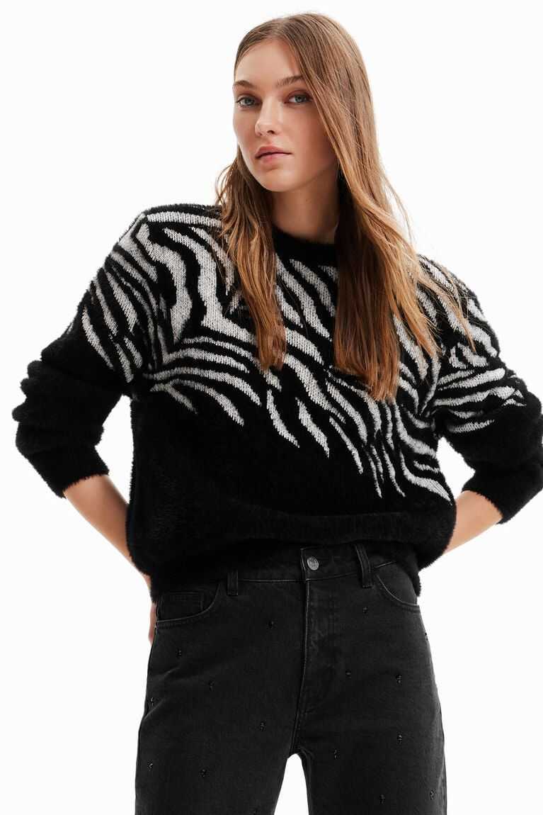 Desigual Zebra fur-effect pullover Kazak Kadın | 982107-TLI