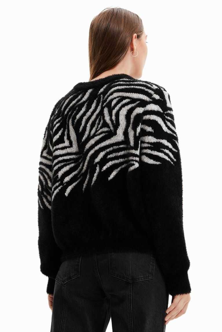 Desigual Zebra fur-effect pullover Kazak Kadın | 982107-TLI