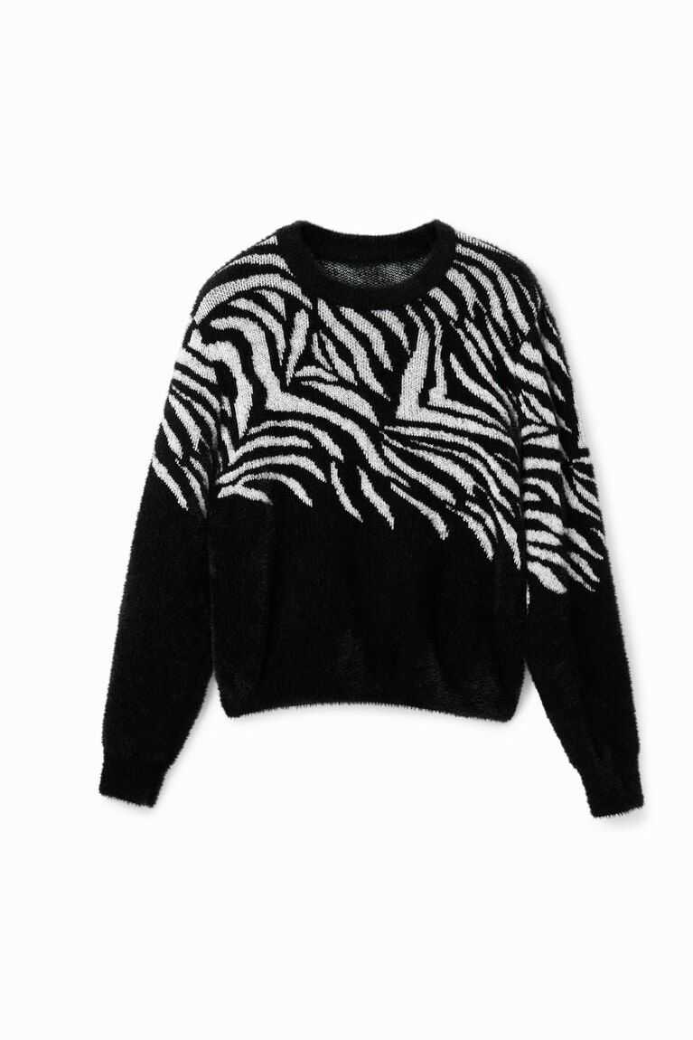 Desigual Zebra fur-effect pullover Kazak Kadın | 982107-TLI