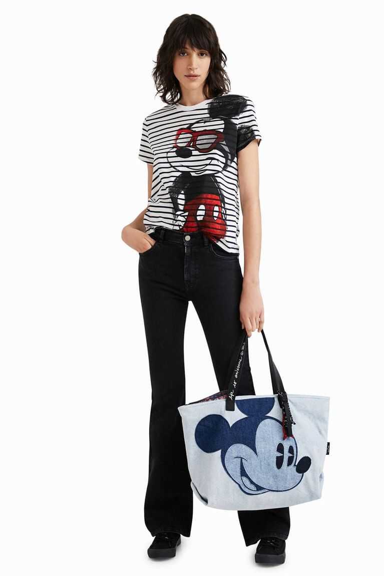 Desigual Çizgili Mickey Mouse T-shirt Triko Kadın | 184793-FYT