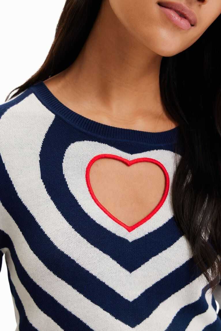 Desigual Çizgili heart cut-out pullover Kazak Kadın | 197380-SHM